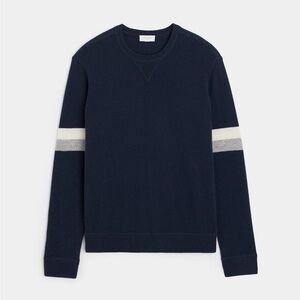 Todd Snyder Striped Cashmere Sweater, Dark Navy, Men’s Size M